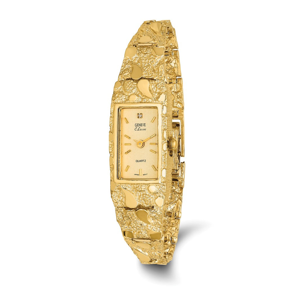 10k Champagne 15x31mm Dial Rectangular Face Nugget Watch