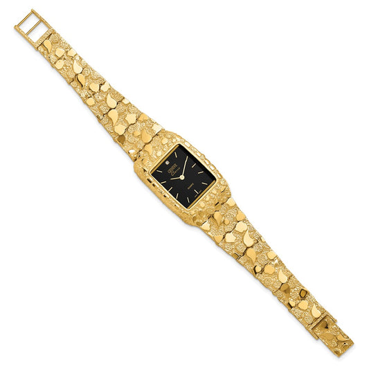 10k 27x47mm Black Dial Square Face 8 inch Nugget Watch