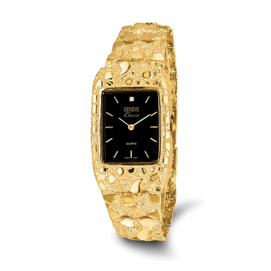10k 27x47mm Black Dial Square Face 8 inch Nugget Watch