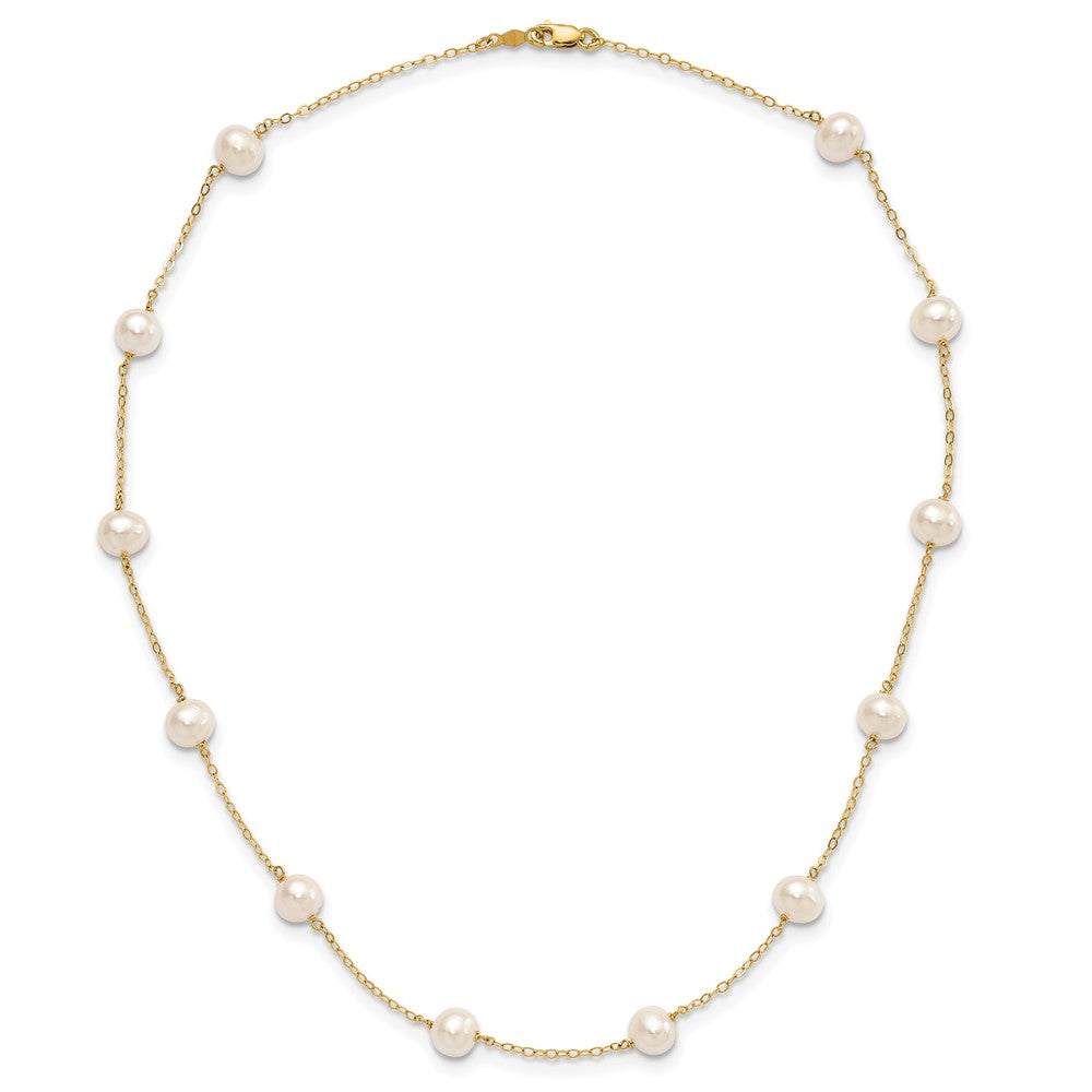 10k 5.5-6.5mm White Near-Round Freshwater Cultured Pearl 12-Station 16 inch Necklace