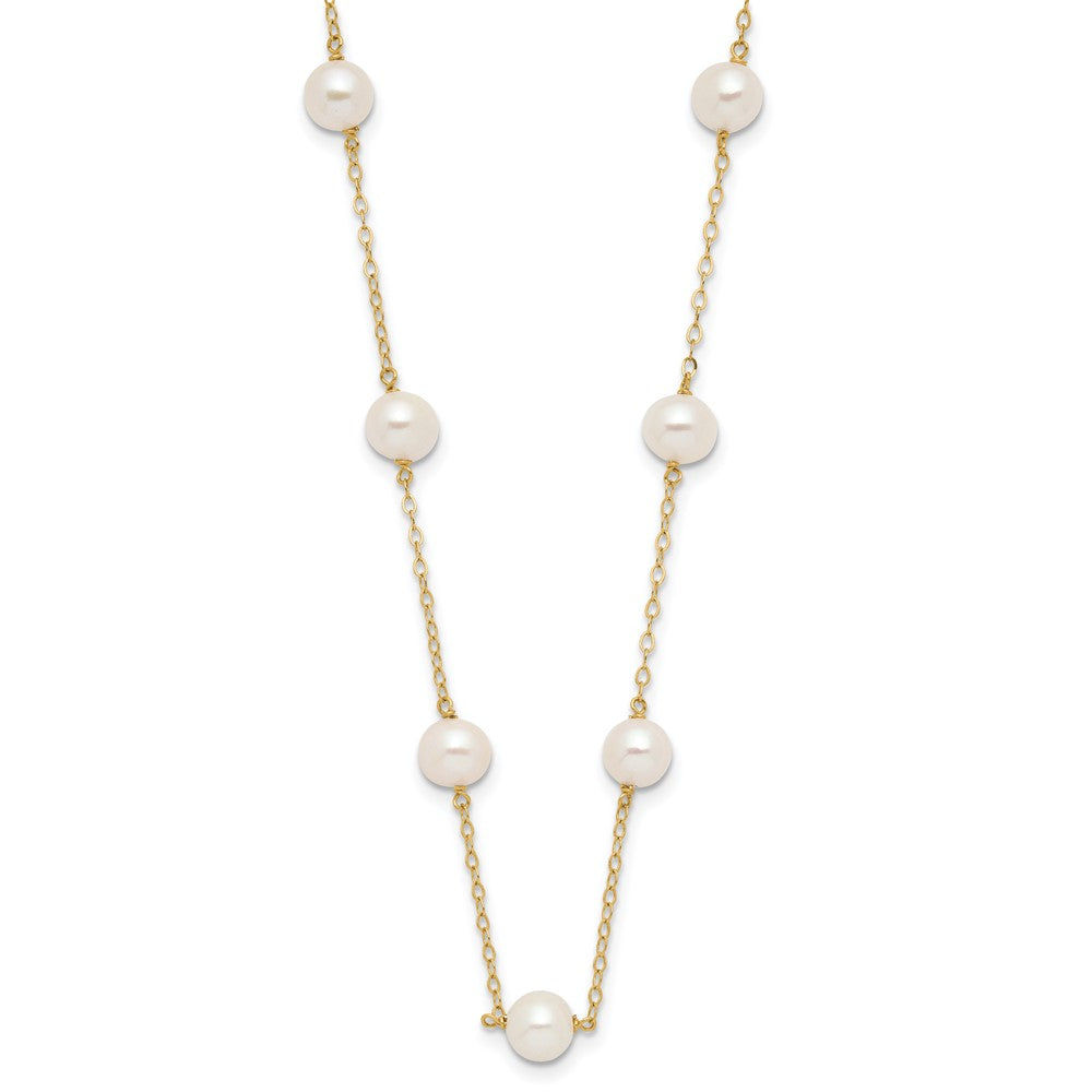 10K 5.5-6.5mm White Near Round Freshwater Cultured Pearl 12-station 18 inch Necklace