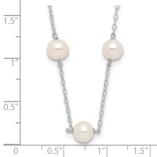 10K 5.5-6.5mm White Near Round Freshwater Cultured Pearl 12-station 16 inch Necklace