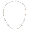 10k White Gold 5.5-6.5mm White Near Round Freshwater Cultured Pearl 12-station 18 inch Necklace