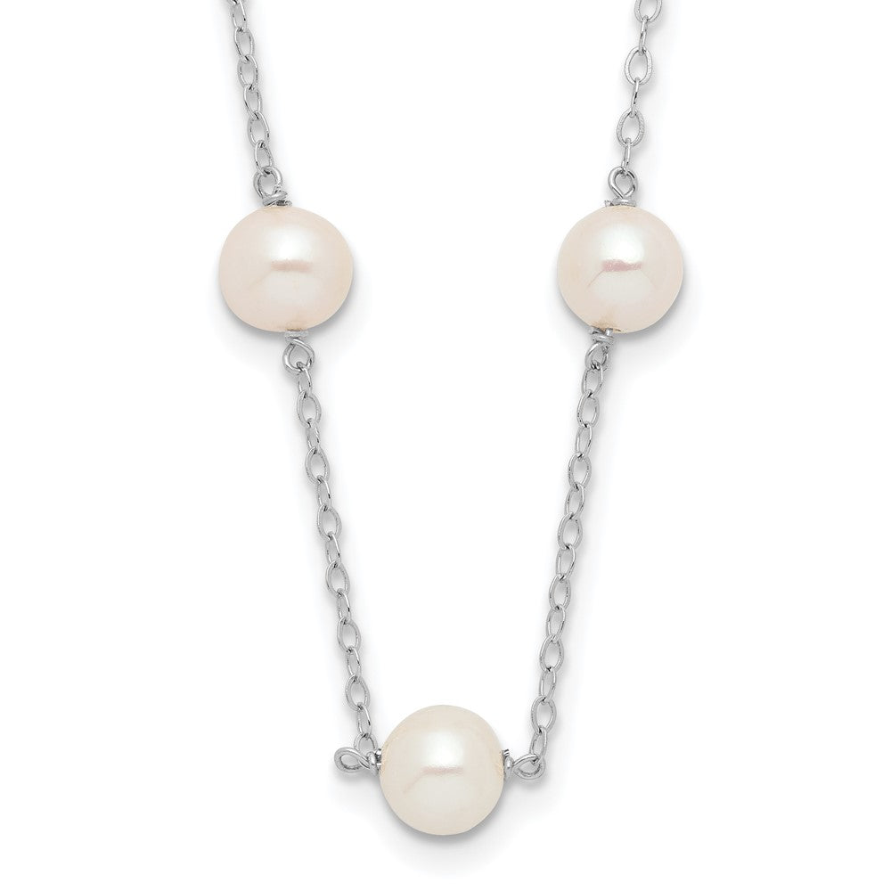 10K 5.5-6.5mm White Near Round Freshwater Cultured Pearl 12-station 16 inch Necklace