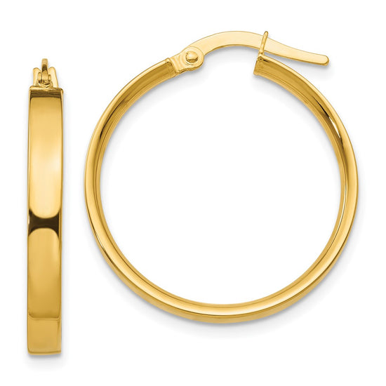 Gold Flat Square Tube Hoop Earrings