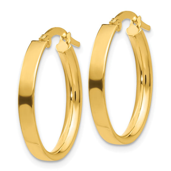 3mm Gold Oval Tube Hoop Earrings