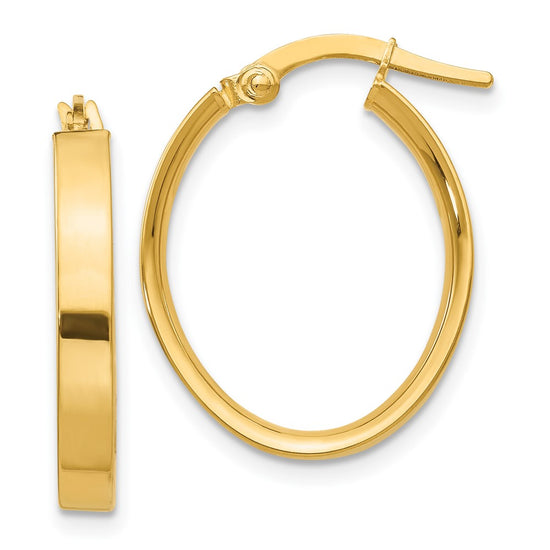 3mm Gold Oval Tube Hoop Earrings