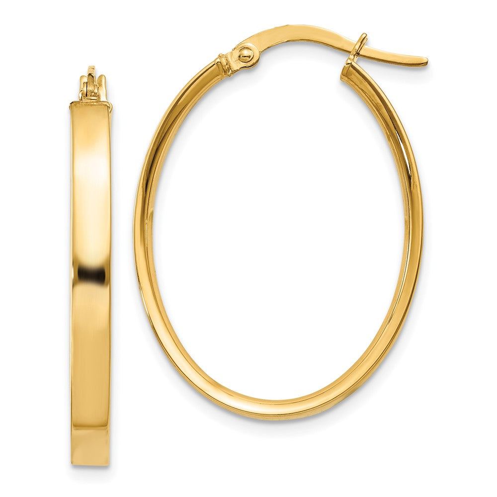 3mm Gold Oval Tube Hoop Earrings