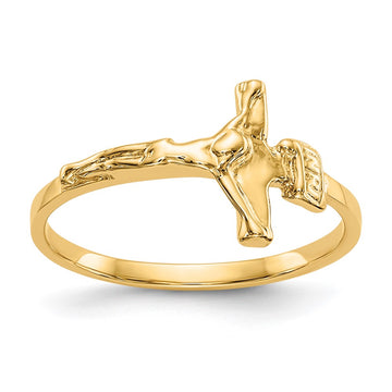 Gold Polished Children's Cross Rings