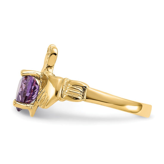 10k CZ Birthstone Claddagh Rings