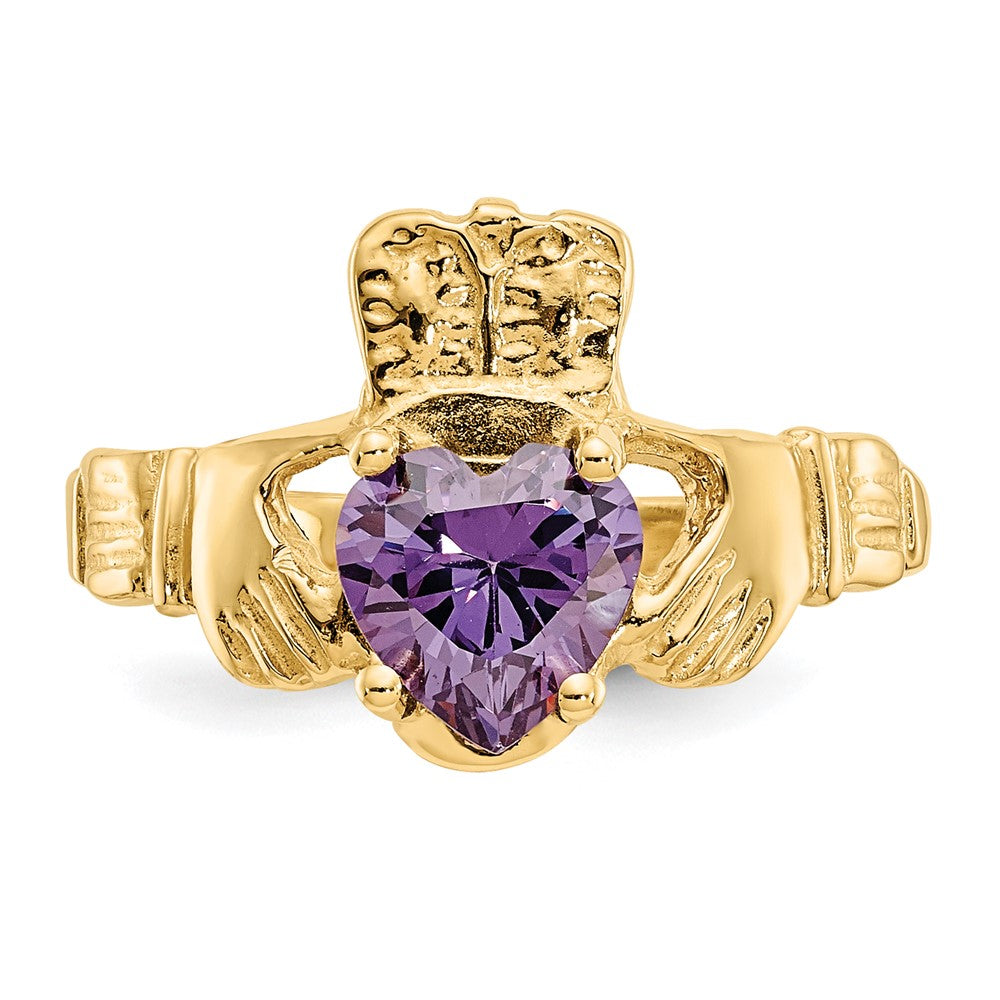 10k CZ Birthstone Claddagh Rings