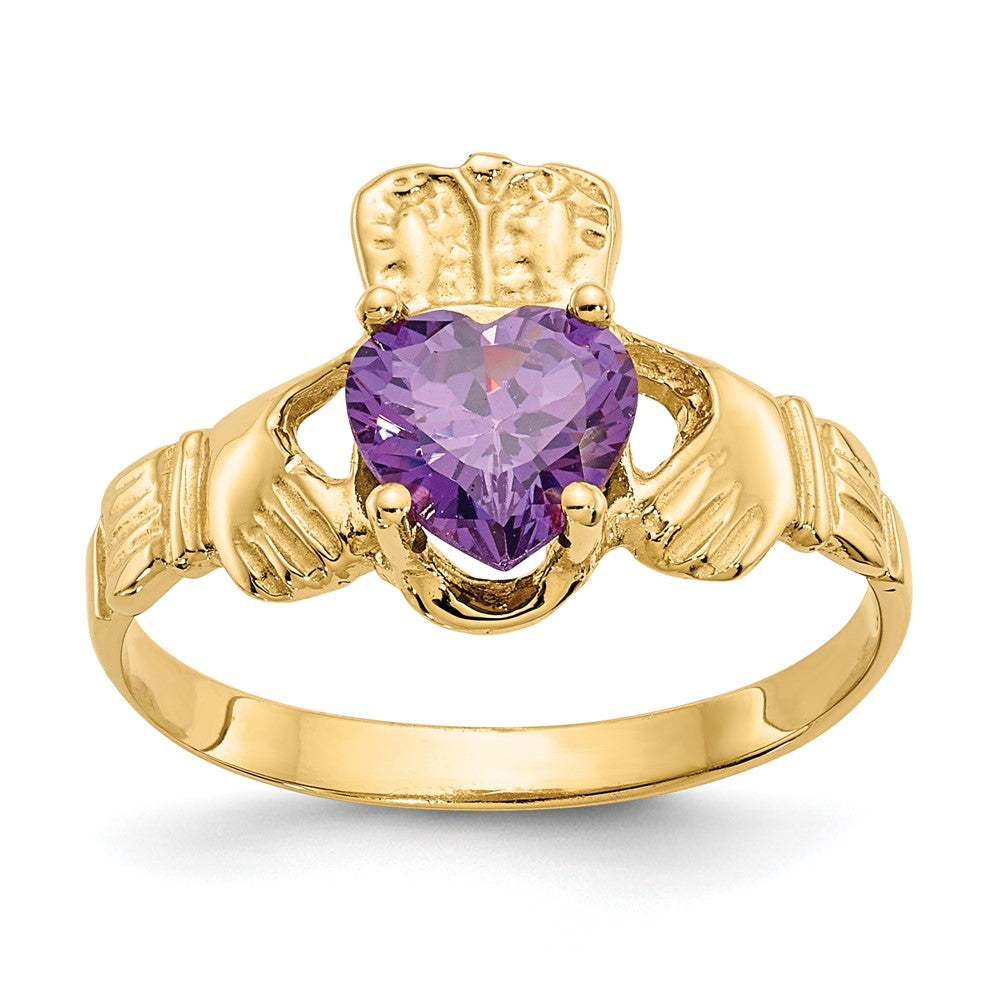 10k CZ Birthstone Claddagh Rings