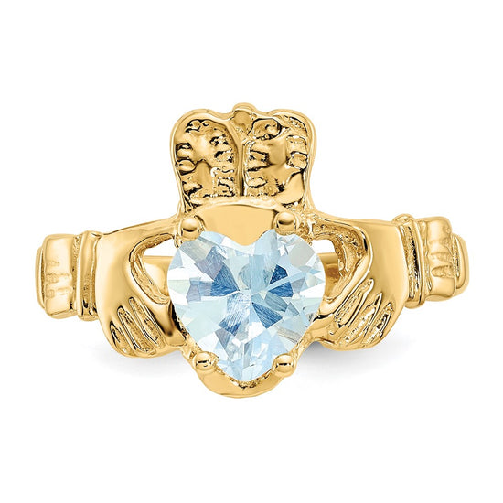 10k CZ Birthstone Claddagh Rings