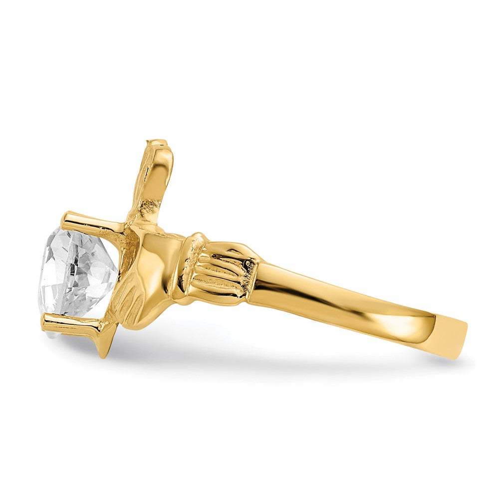 10k CZ Birthstone Claddagh Rings