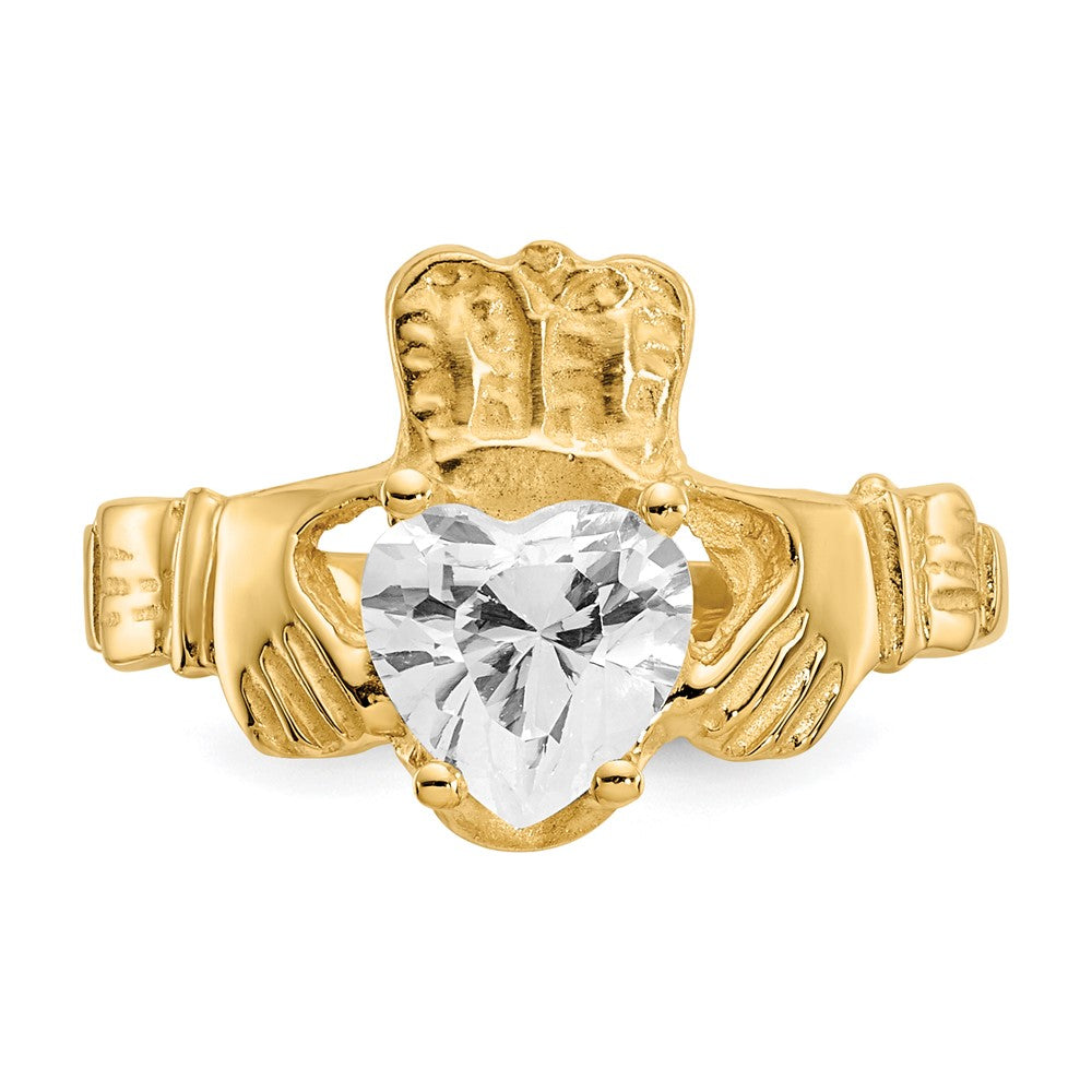 10k CZ Birthstone Claddagh Rings