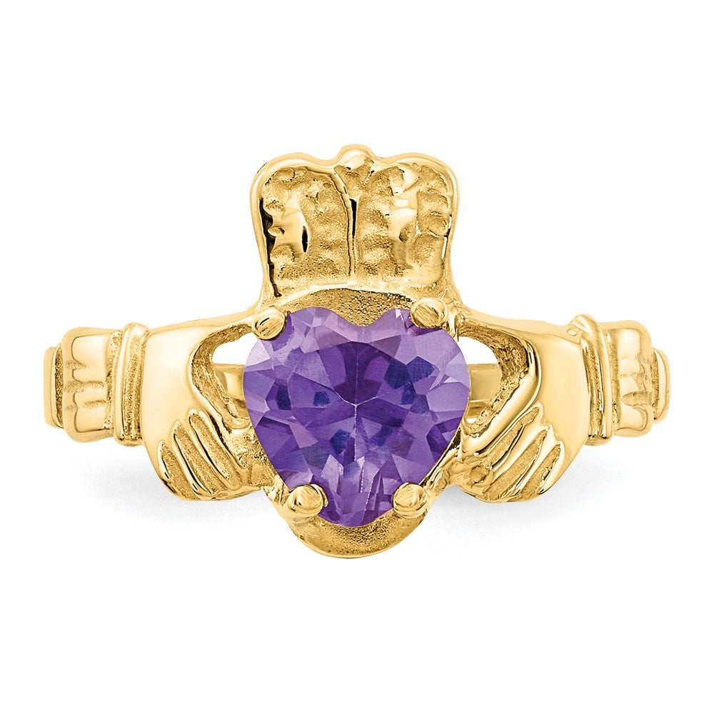 10k CZ Birthstone Claddagh Rings