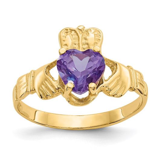 10k CZ Birthstone Claddagh Rings