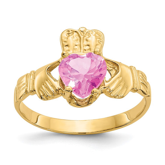 10k CZ Birthstone Claddagh Rings
