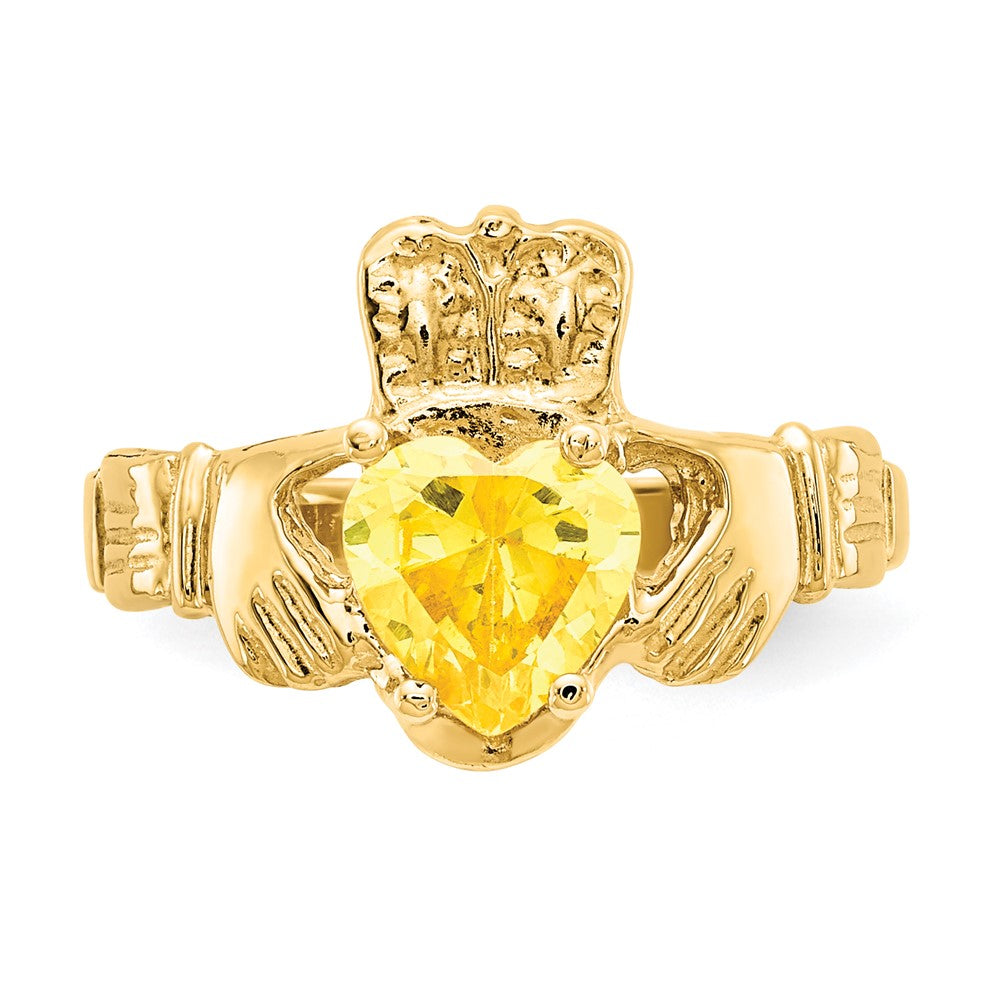 10k CZ Birthstone Claddagh Rings