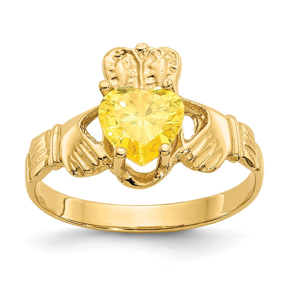 10k CZ Birthstone Claddagh Rings