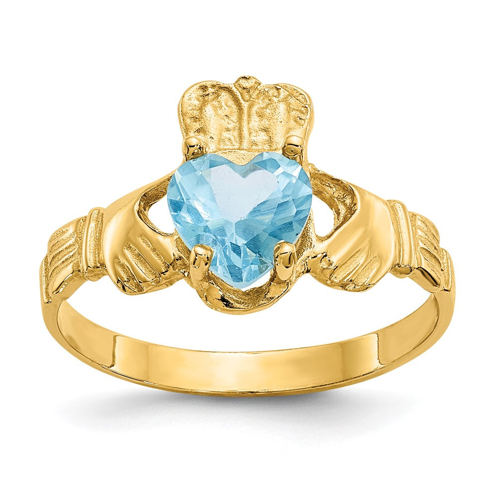 10k CZ Birthstone Claddagh Rings