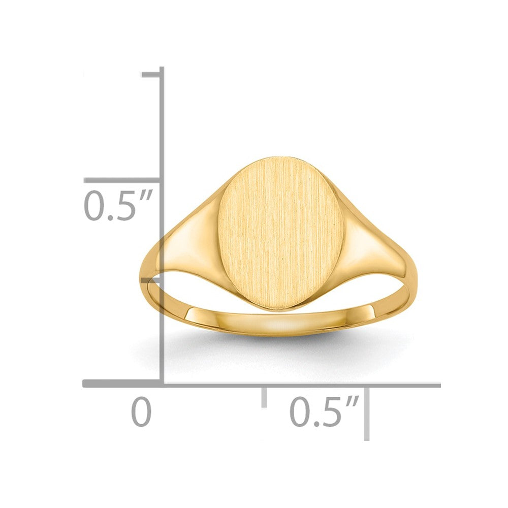 Gold Polished Circle Closed Back Signet Ring — 10x8.5 mm