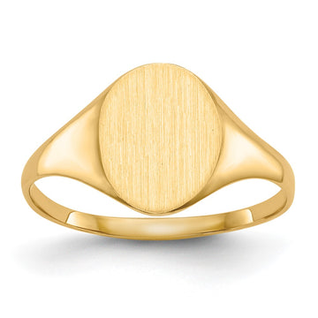 Gold Polished Circle Closed Back Signet Ring — 10x8.5 mm