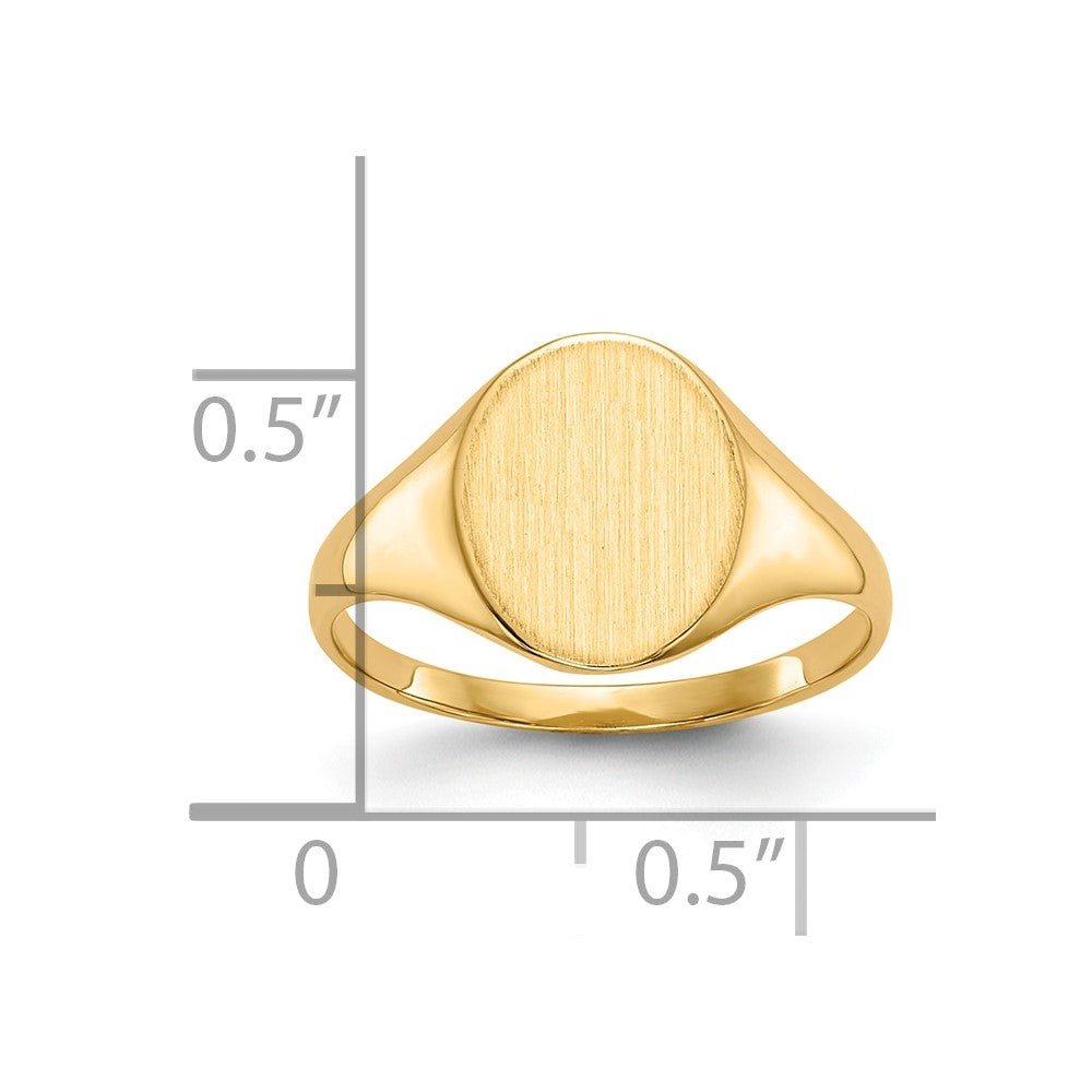 Gold Polished Circle Closed Back Signet Ring — 11x9.5 mm