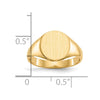 Gold Polished Circle Closed Back Signet Ring — 10x9.5 mm