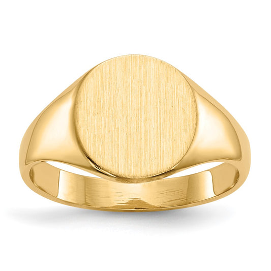 Gold Polished Circle Closed Back Signet Ring — 10x9.5 mm