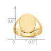 Gold Polished Circle Closed Back Signet Ring — 14x10 mm