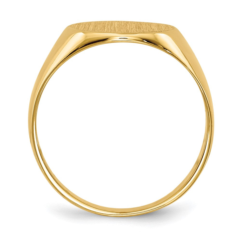 Gold Polished Circle Closed Back Signet Ring — 10.5x11 mm