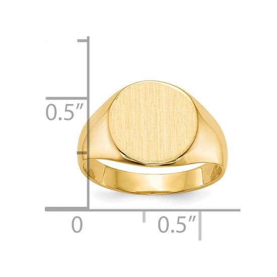 Gold Polished Circle Closed Back Signet Ring — 10.5x11 mm