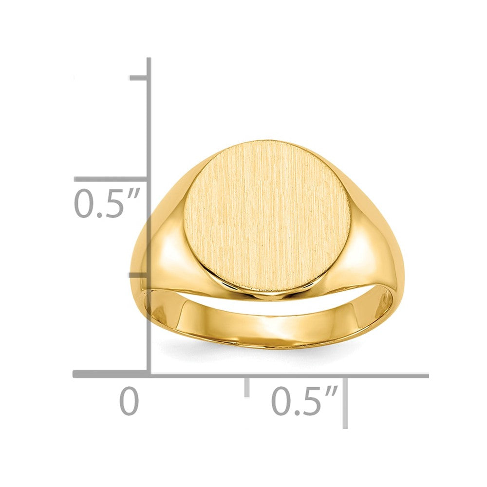 Gold Polished Circle Closed Back Signet Ring — 11.5x12 mm