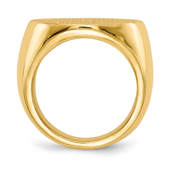 Gold Polished Circle Closed Back Signet Ring — 20.5x21 mm