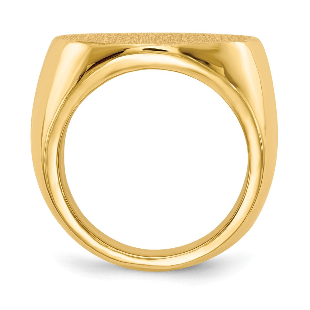 Gold Polished Circle Closed Back Signet Ring — 20.5x21 mm