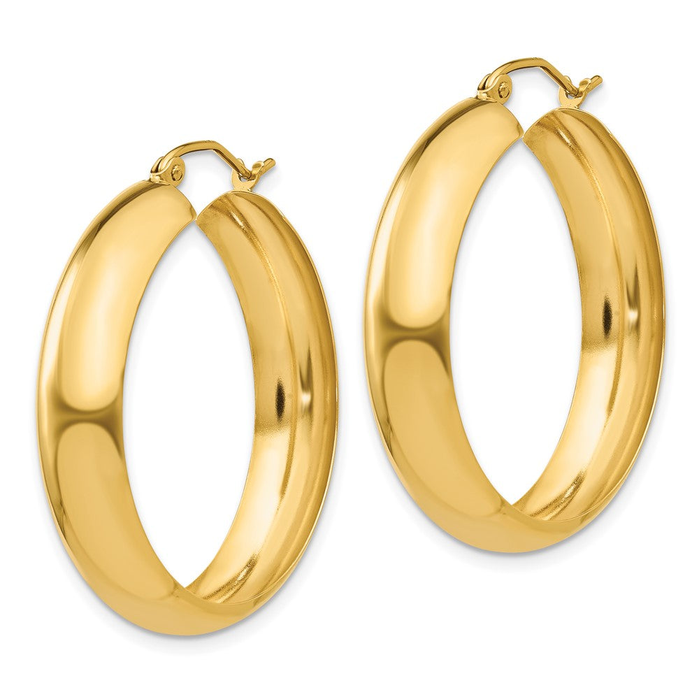 7mm Gold Polished Round Hoop Earrings