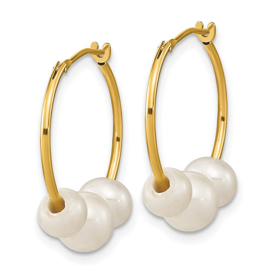 Gold FWC Pearl Hoop Earrings