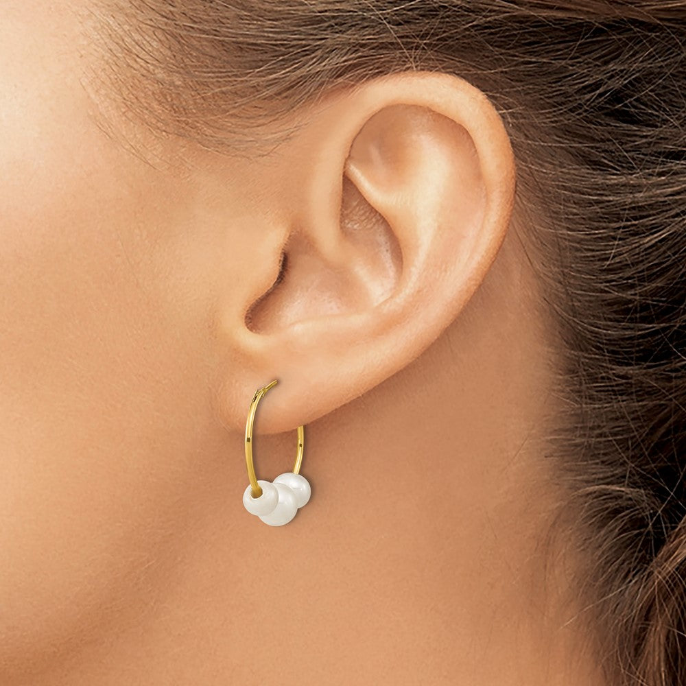 Gold FWC Pearl Hoop Earrings