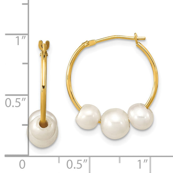 Gold FWC Pearl Hoop Earrings