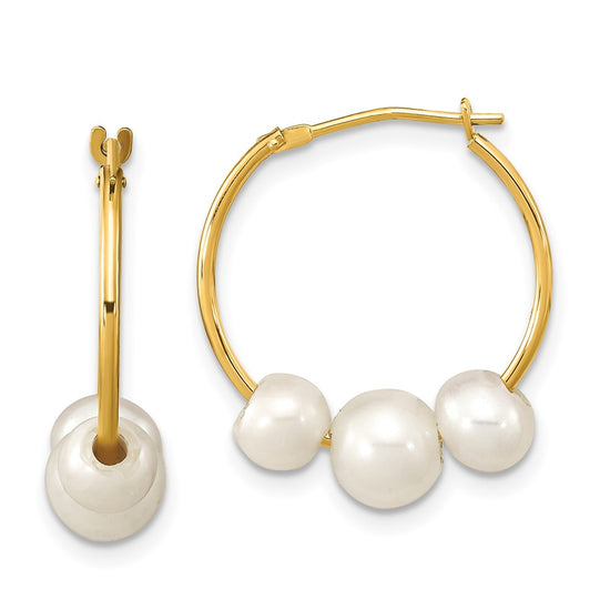 Gold FWC Pearl Hoop Earrings