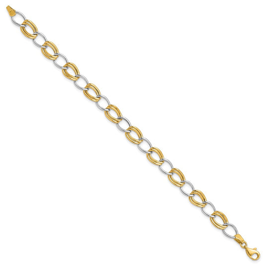 10K Two-Tone Polished Open Link Bracelet
