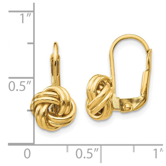 10k Polished Love Knot Leverback Earrings