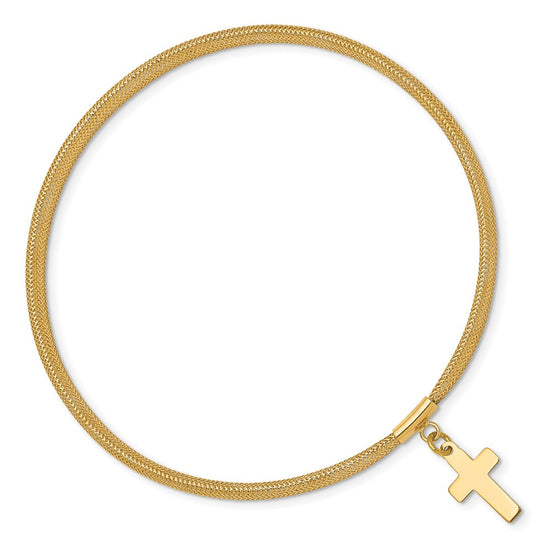 10k Cross Dangle Stretch Mesh Bracelet