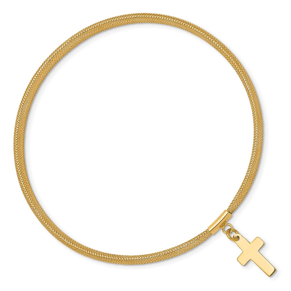 10k Cross Dangle Stretch Mesh Bracelet