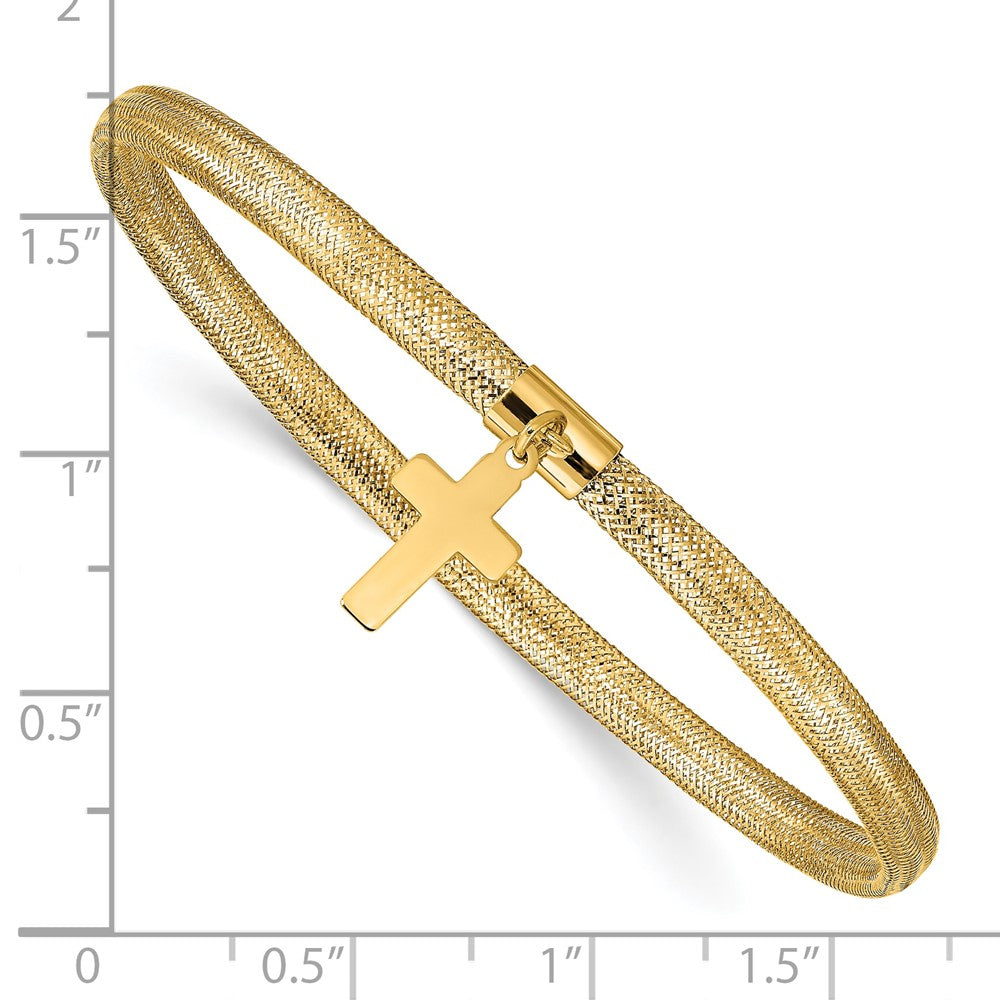 10k Cross Dangle Stretch Mesh Bracelet
