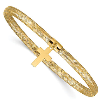 10k Cross Dangle Stretch Mesh Bracelet