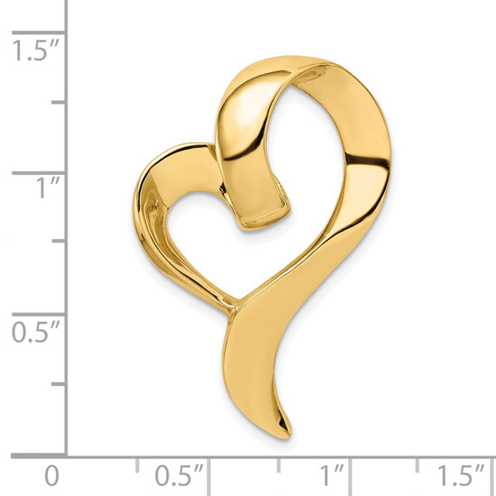 Gold Polished Heart Slide Pendants
