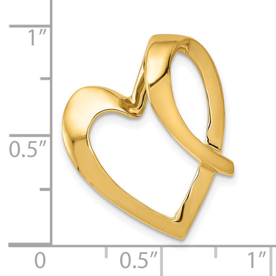Gold Polished Heart Slide Pendants