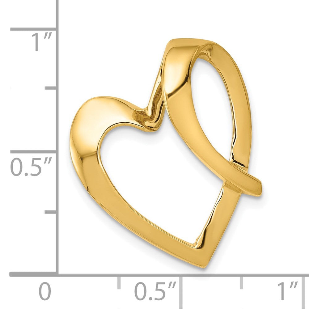 Gold Polished Heart Slide Pendants